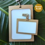 Eco-friendly, recyclable Grocer Kraft paper badge and name tag holders