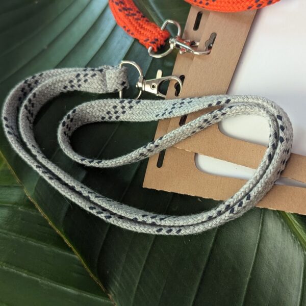 Eco-friendly upcycled 1990's drawstring grey lanyard