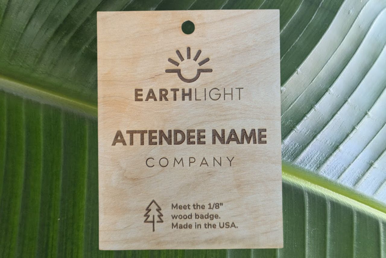 Eco friendly wood engraved conference and event name badge