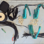 Overhead view of upcycled rental lanyards made in USA