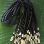 Sustainable rental lanyards made in the USA from salvaged black military fabric
