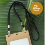 Recycled/upcycled black lanyard made in USA from salvaged military fabric