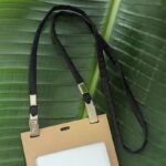 Salvaged military fabric lanyard made in USA with 4.25 x 6 conference plastic free badge holder