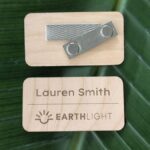 Personalized, engraved wood name tag made in USA