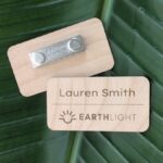 Eco-friendly natural alderwood nametag with laser engrave personalization made in USA