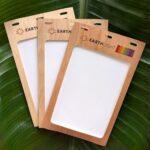 Set of three plastic-free wood 4.25" x 6" custom branded conference and event badge holders made in the USA in Maple, Oak and Cherry