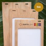 View of FSC Certified, sustainable Oak Wood customizable conference and event name badge holder made in the USA